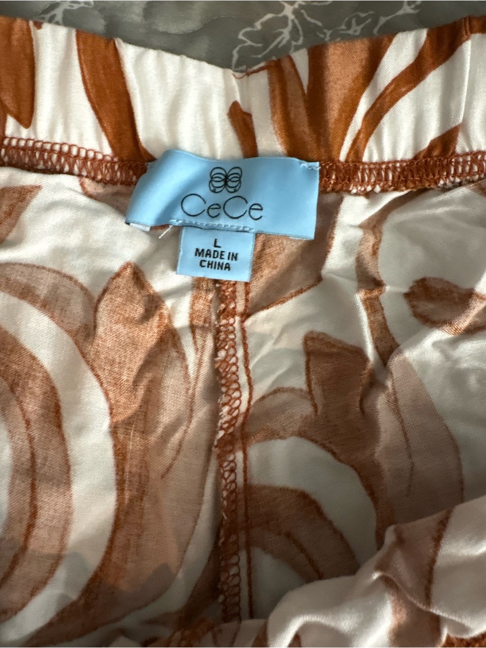 CeCe White and Rust Swirl Wide-Leg Pants - Picture 2 of 2
